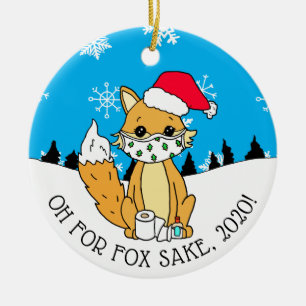 Oh voor Fox Sake, 2020, Grappig Happy Nieuwjaar Keramisch Ornament
