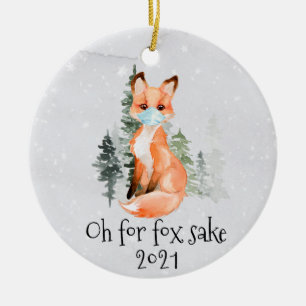 OH voor Fox Sake 2021 Gezichtsmasker Kerstmis Keramisch Ornament
