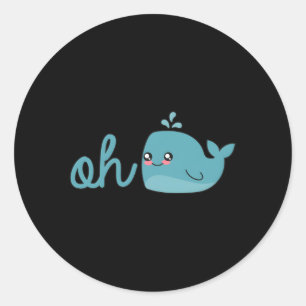 Oh walvis Oh wel oceaanblauwe walvis Ronde Sticker