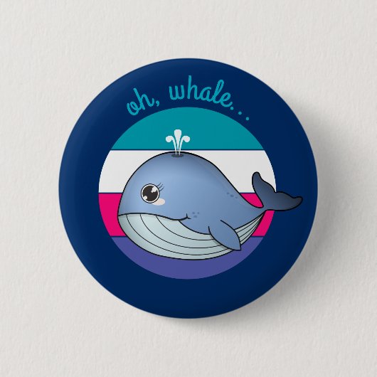 'Oh, walvis..' schattige blauwe walvis. Ronde Button 5,7 Cm (Voorkant)