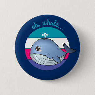 'Oh, walvis..' schattige blauwe walvis. Ronde Button 5,7 Cm