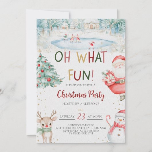 Oh Wat een feestelijke uitnodiging voor kerstfeest (Voorkant)