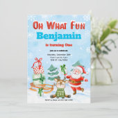 Oh wat een feestelijke uitnodiging voor kerstfeest (Staand voorkant)