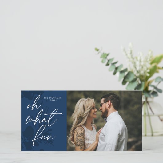 Oh wat een heldere kerstblauwe feestkaart feestdagenkaart (Staand voorkant)