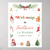 Oh wat een leuk eerste kerstfeest welkom poster (Voorkant)
