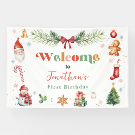 Oh wat een leuk eerste kerstfeest welkom spandoek