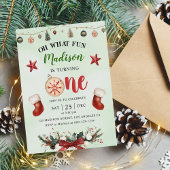 Oh wat een leuk kerstwinter eerste verjaardagsfees kaart