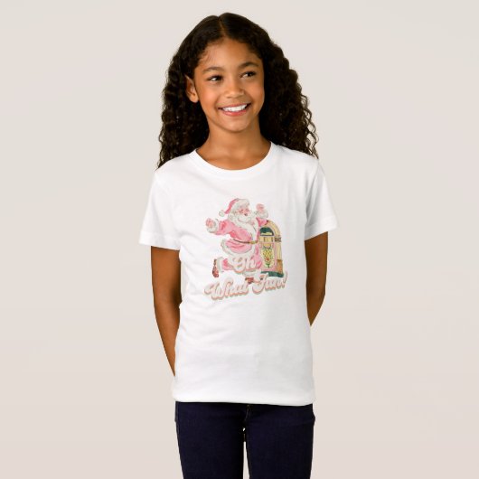 Oh wat een leuk-roze retro kerstman feest t-shirt (Voorkant volledig)
