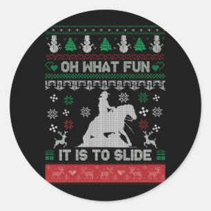 Oh wat een leuke cowboy reining paard lelijke kers ronde sticker