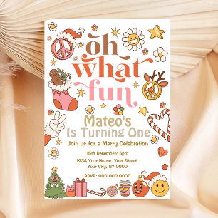 Oh wat een leuke eerste verjaardag Groovy uitnodig Kaart