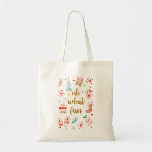 Oh wat een leuke Gold Script Christmas Canvas tas (Voorkant)