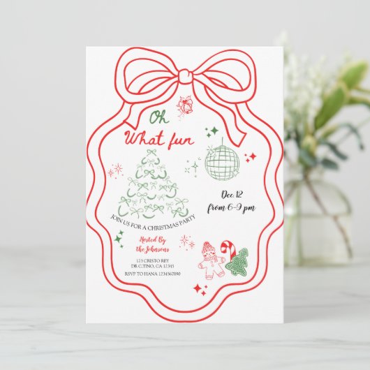 Oh wat een leuke grillige hand getrokken kerstfees kaart (Staand voorkant)