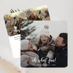 Oh wat een leuke kerst familie Baby sneeuwfoto Feestdagenkaart