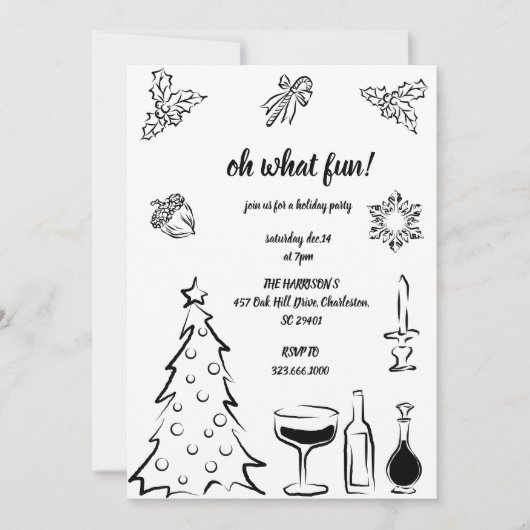 Oh wat een leuke kerst, handgetekende kerst kaart (Voorkant)