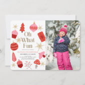 Oh wat een leuke kerst roze verjaardagsfoto kaart (Voorkant)