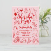 Oh Wat een leuke kerst uitnodiging Roze en rood (Staand voorkant)