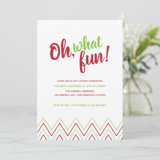 Oh, wat een leuke kerstfeestuitnodiging kaart (Staand voorkant)