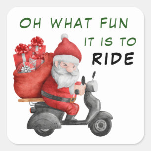Oh Wat een leuke kerstscooter Vierkante Sticker