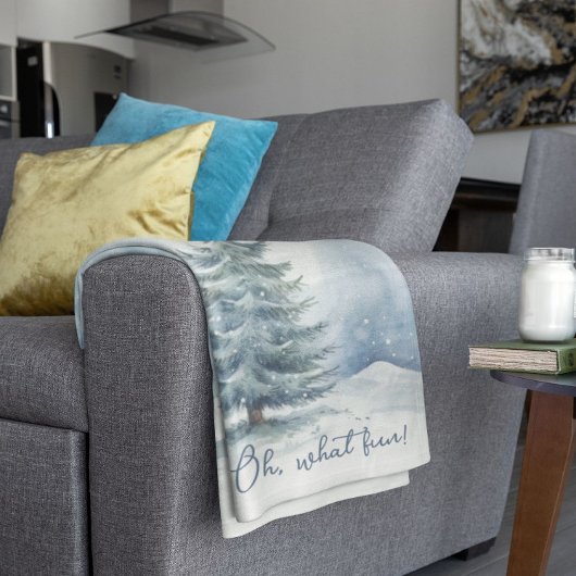 Oh wat een leuke sneeuw bedekte altijdgroene boom fleece deken