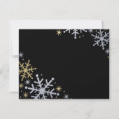 Oh wat een leuke zilveren gouden sneeuwvlokken vak RSVP kaartje (Achterkant)