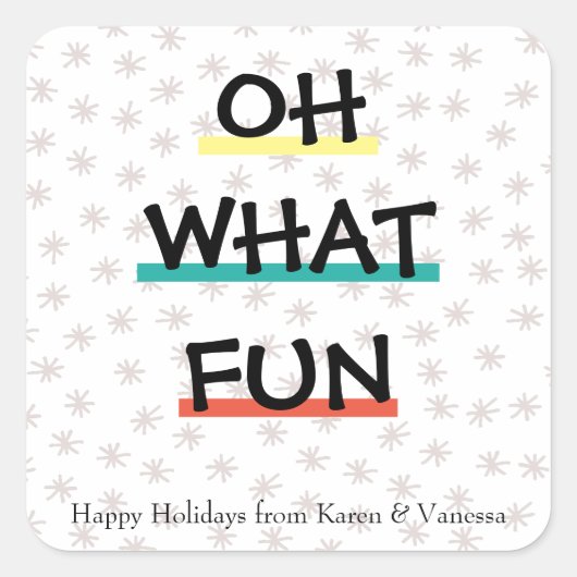 OH WAT FUN Color Block Holiday Sticker (Voorkant)