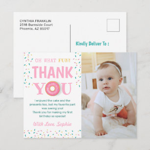 Oh, wat Fun Donut Birthday Party Foto bedankt Briefkaart