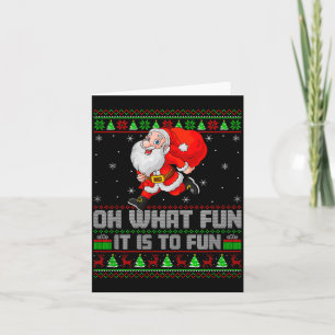 Oh wat is het leuk om grappige kerstman te rennen kaart