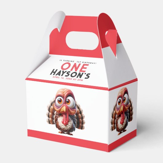 Oh wat is leuk Karikaturen Turkije 1e Verjaardag Bedankdoosjes (Achterkant)