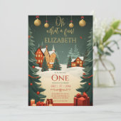 Oh wat leuk 1e verjaardag kerst kaart (Staand voorkant)