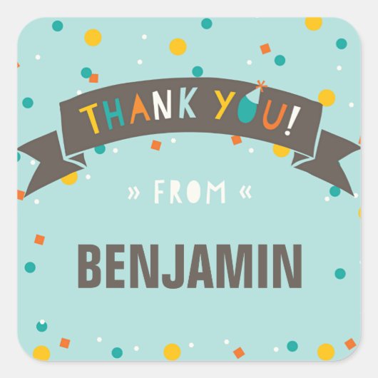 Oh wat leuk Confetti Verjaardag Dank u Sticker (Voorkant)