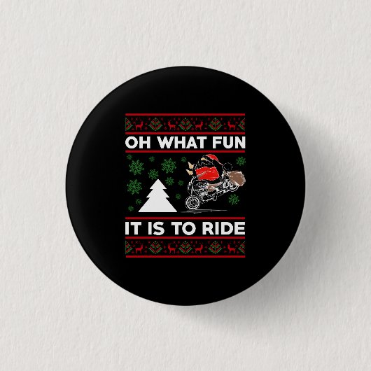 Oh, wat leuk dat het is om de Santa Motocross vuil Ronde Button 3,2 Cm (Voorkant)