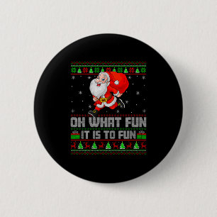 Oh wat leuk is het om grappige kerstman te rennen ronde button 5,7 cm