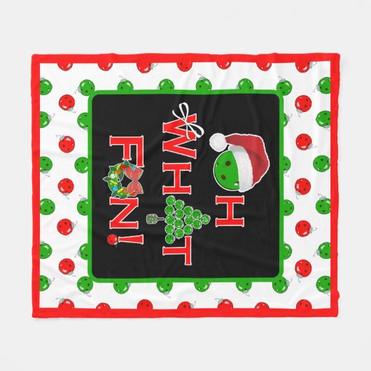 Oh wat leuk kerst pickleball rood en groen fleece deken (Voorkant (Horizontaal))