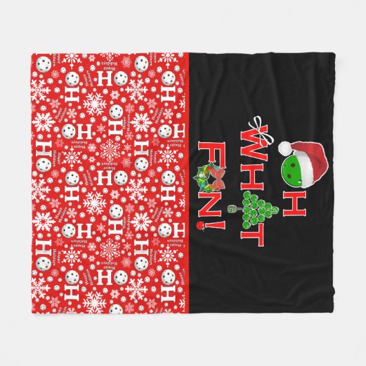 Oh Wat leuk Kerst Pickleball Rood en Wit Fleece Deken (Voorkant (Horizontaal))