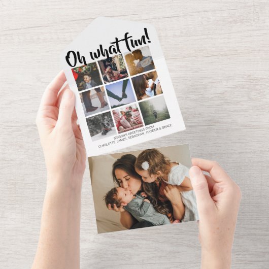 Oh, wat leuk kerstfeest helemaal gepersonaliseerd all in one uitnodiging (Afscheurbaar)