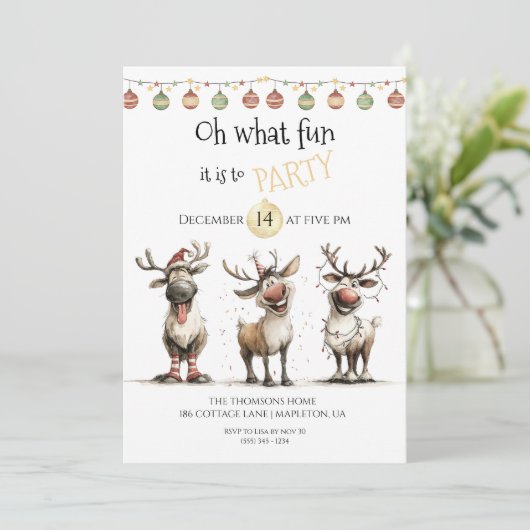 Oh wat leuk leuke rendieren feestdagen feest kaart (Staand voorkant)