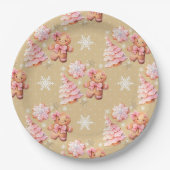 Oh wat leuk roze peperkoek man roze kerst papieren bordje (Voorkant)