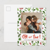 Oh Wat Leuk Script | Hulstblaadje Bes Foto Feestdagenkaart (Voorkant / Achterkant)