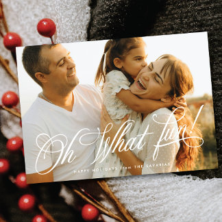 Oh Wat Leuk Stijlvol Script Landschap Familie Foto Feestdagenkaart