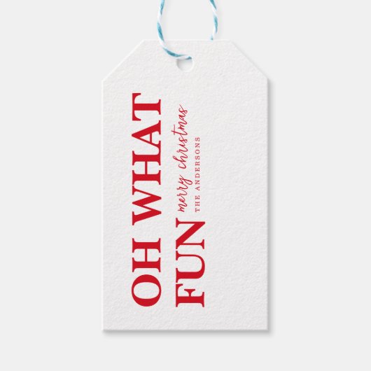 Oh Wat leuk Vrolijk Kerstmis Custom Name Label Cadeaulabel (Voorkant)