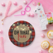 OH WAT LEUK Zwart/Rood Plaid Papier Bord (Feest)
