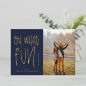 Oh wat typografisch marinemarine-fotofoliedruk Vak Folie Feestdagenkaart (Staand Voorkant)