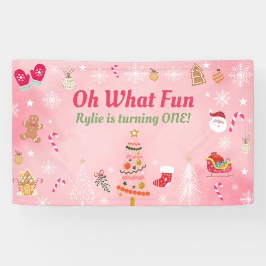 Oh, wat vun Birthday Banner Backdrop, roze (Horizontaal)