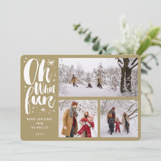 Oh wat vun penseel met mousserende sterren 3 Foto Feestdagenkaart (Staand voorkant)