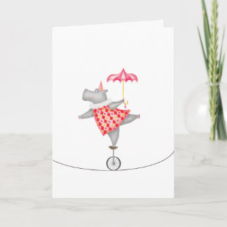 Oh what a circus! hippo unicycle tightrope card kaart