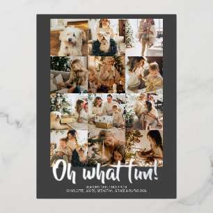 Oh What Fun 12 Foto Kerstmis Folie Feestdagen Briefkaart