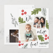 Oh What Fun Berry Snapshot Multi-Photo Feestdagenkaart (Voorkant / Achterkant)