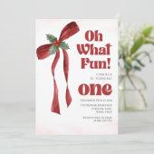 Oh what fun Bow christmas girl birthday  Kaart (Staand voorkant)