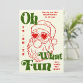 Oh What Fun Bubblegum Santa Holiday Party Kaart (Staand voorkant)