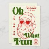 Oh What Fun Bubblegum Santa Holiday Party Kaart (Voorkant / Achterkant)